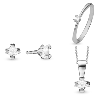 Mary Sterling sølv smykkesæt med i alt 0,20 ct labgrown diamanter Wesselton VS